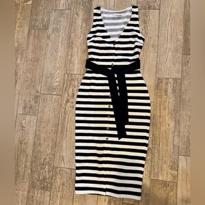 ByEgreis Sriped Navy and White Button-Down Dress